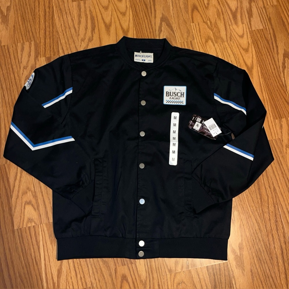 Anheuser-Busch Busch Light Men’s Size Medium Black Snap Jacket New With Tags NWT